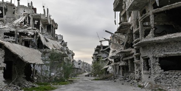 Zerstörte Gebäude in Homs, Syrien