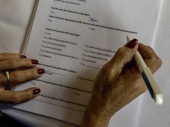 Ein Frageboden wird ausgefüllt
