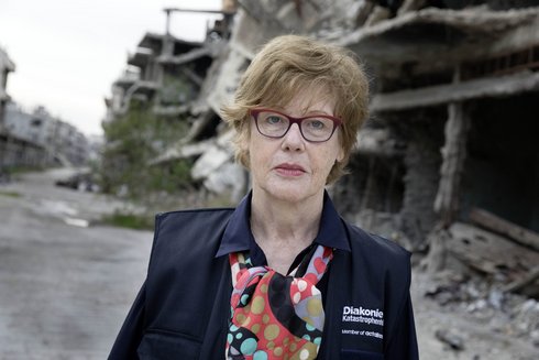 Besuch Cornelia Füllkrug-Weitzel in Syrien Frau Cornelia Füllkrug-Weitzel, Präsidentin der Diakonie Katastrophenhilfe, in Homs im Stadtteil Al-Hamdaniyah. Der Stadteil wurde während der Kämpfe weitgehend zerstört.Syrien, Homa, 2.3.2018
